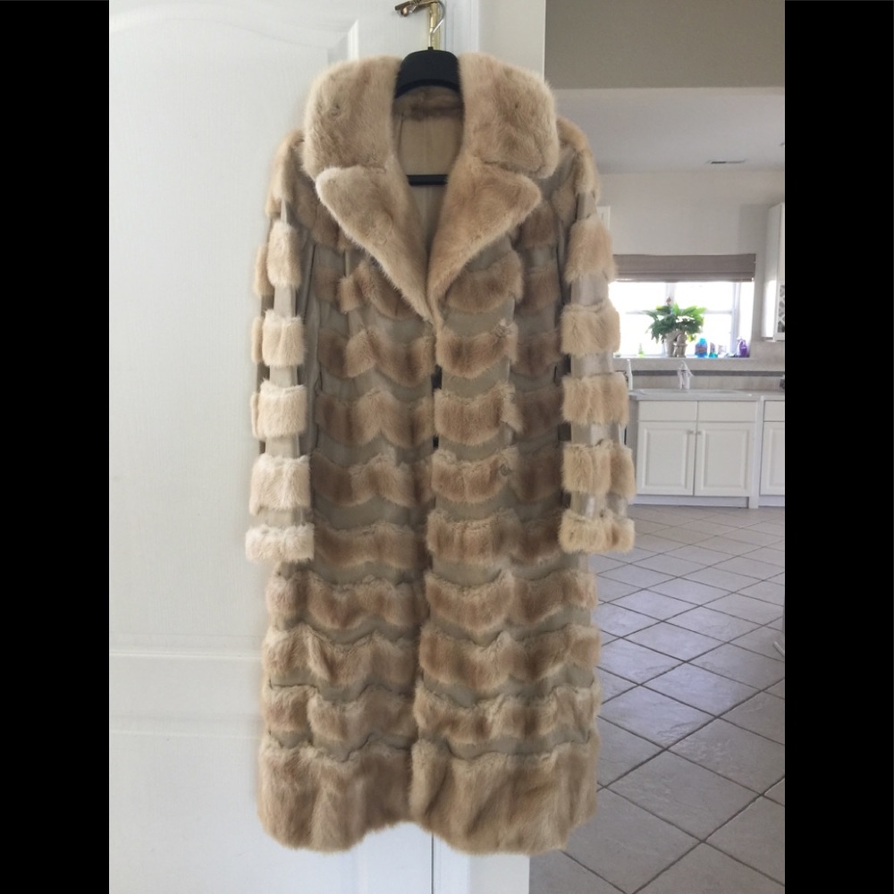 Mink and leather fur coat